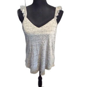 New NWT Anthropologie Gray Chasor Ruffled Tank Top Medium M